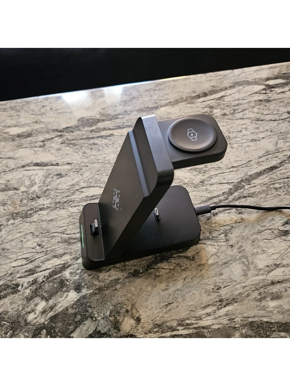 Charging Station 3-in-1 USB-C Samsung & Apple: Phone, Watch, Earbuds Stand Black